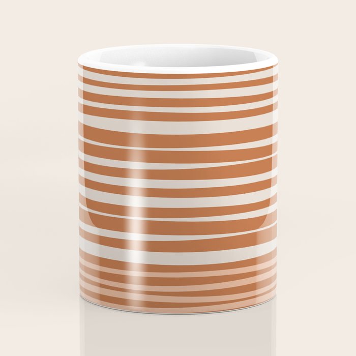 Natural Stripes Modern Minimalist Colour Block Pattern Boho Rust Clay Salmon Putty Coffee Mug Gallery Image 4
