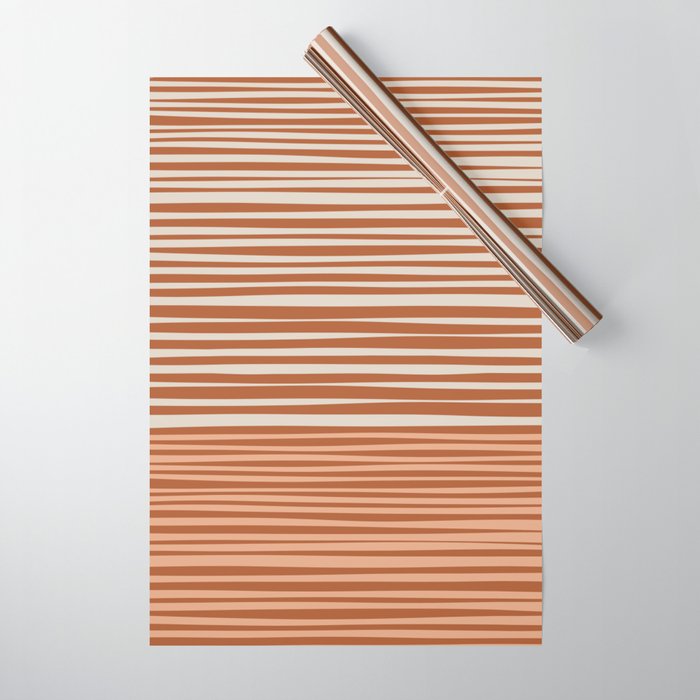 Natural Stripes Modern Minimalist Colour Block Pattern Boho Rust Clay Salmon Putty Wrapping Paper Gallery Image 1