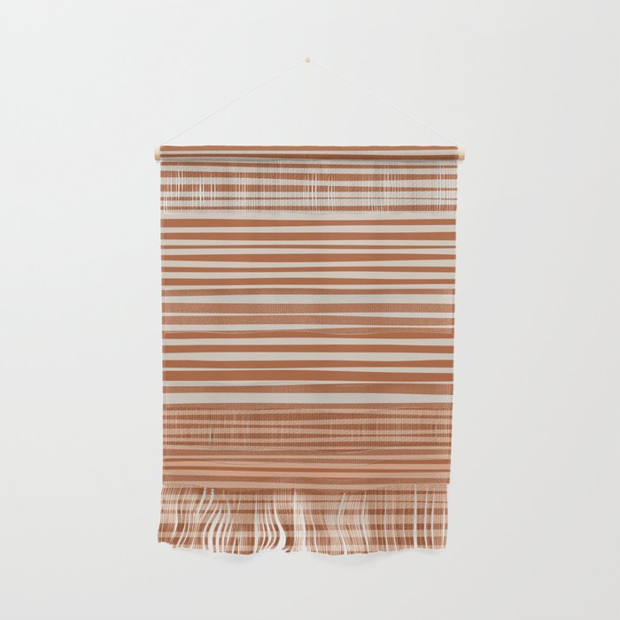 Natural Stripes Modern Minimalist Colour Block Pattern Boho Rust Clay Salmon Putty Wall Hanging Gallery Image 1