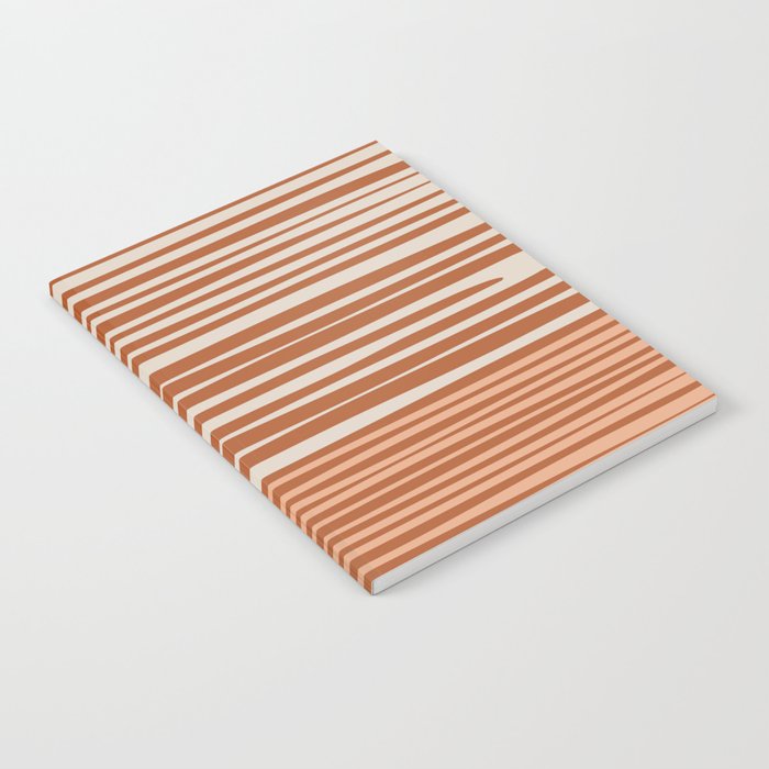 Natural Stripes Modern Minimalist Colour Block Pattern Boho Rust Clay Salmon Putty Notebook Gallery Image 2
