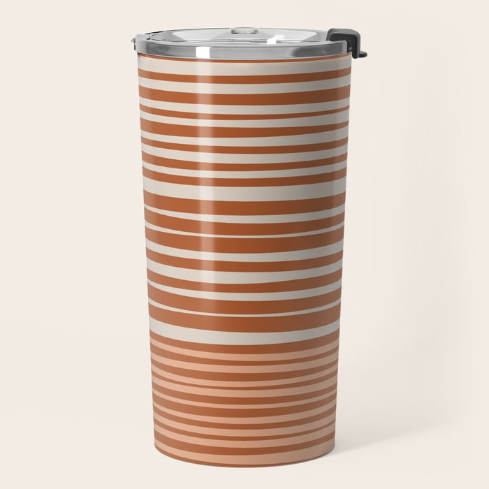 Natural Stripes Modern Minimalist Colour Block Pattern Boho Rust Clay Salmon Putty Travel Mug Gallery Image 2