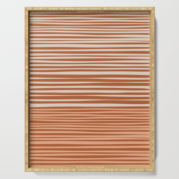 Natural Stripes Modern Minimalist Colour Block Pattern Boho Rust Clay Salmon Putty Serving Tray Gallery Image 1
