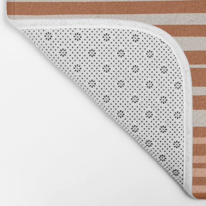 Natural Stripes Modern Minimalist Colour Block Pattern Boho Rust Clay Salmon Putty Bath Mat Gallery Image 2