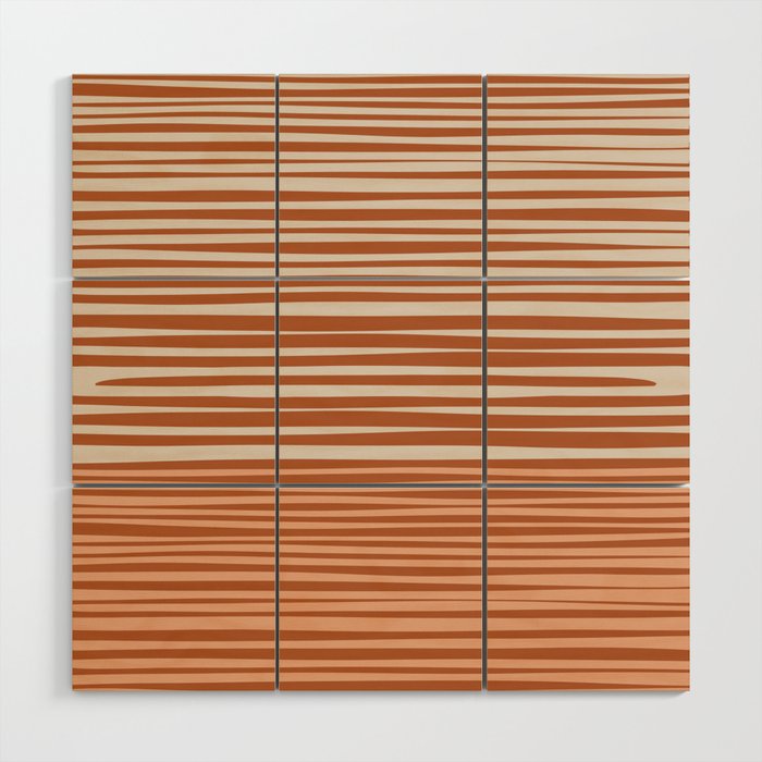 Natural Stripes Modern Minimalist Colour Block Pattern Boho Rust Clay Salmon Putty Wood Wall Art Gallery Image 1