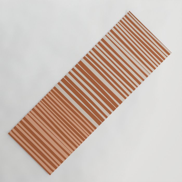 Natural Stripes Modern Minimalist Colour Block Pattern Boho Rust Clay Salmon Putty Yoga Mat Gallery Image 1