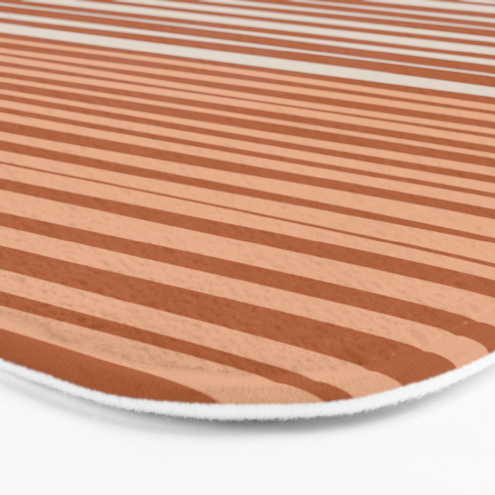 Natural Stripes Modern Minimalist Colour Block Pattern Boho Rust Clay Salmon Putty Bath Mat Gallery Image 3