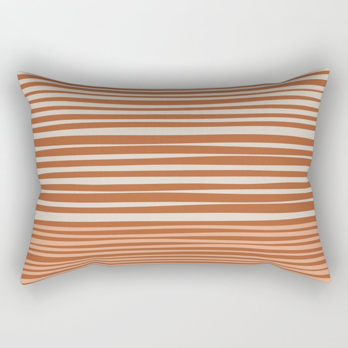 Natural Stripes Modern Minimalist Colour Block Pattern Boho Rust Clay Salmon Putty Rectangular Pillow Gallery Image 2