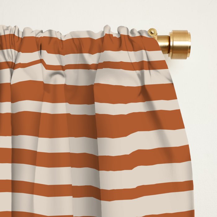 Natural Stripes Modern Minimalist Colour Block Pattern Boho Rust Clay Salmon Putty Window Curtain Gallery Image 2