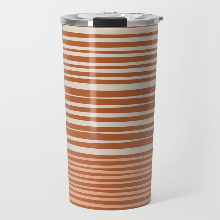 Natural Stripes Modern Minimalist Colour Block Pattern Boho Rust Clay Salmon Putty Travel Mug Gallery Image 1