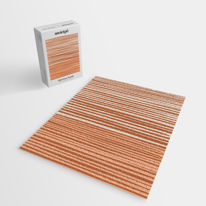 Natural Stripes Modern Minimalist Colour Block Pattern Boho Rust Clay Salmon Putty Jigsaw Puzzle Gallery Image 2