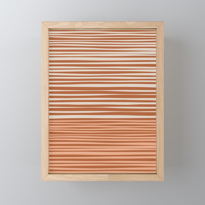 Natural Stripes Modern Minimalist Colour Block Pattern Boho Rust Clay Salmon Putty Mini Art Print Gallery Image 1
