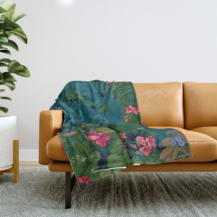 Antique Botanical Garden 1860 Throw Blanket Gallery Image 1