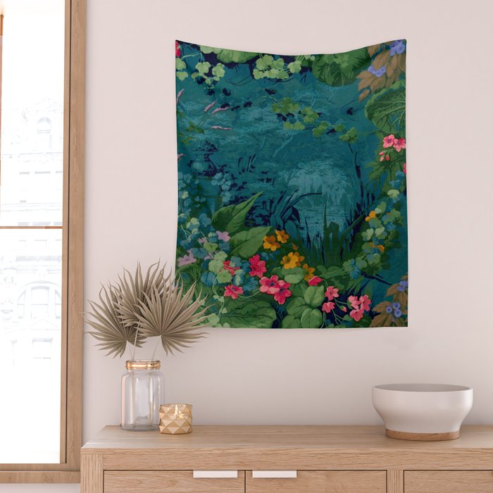 Antique Botanical Garden 1860 Wall Tapestry Gallery Image 2