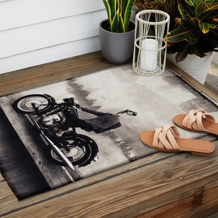 Vintage cafe racer Outdoor Rug Gallery Image 2