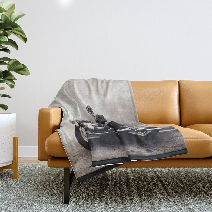 Vintage cafe racer Throw Blanket Gallery Image 1