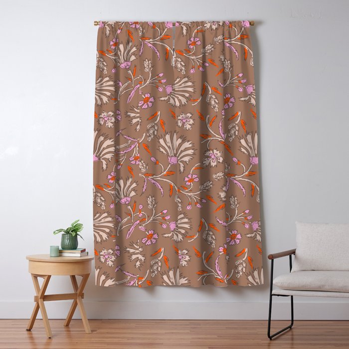 KALAMI MOCHA Inspired by PANTONE 17 1230 Mocha Mousse Window Curtain Gallery Image 5