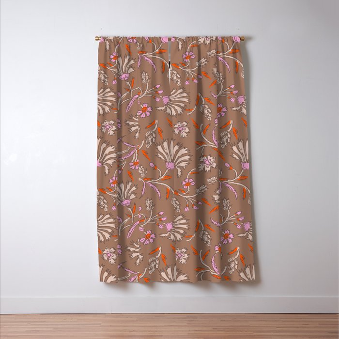 KALAMI MOCHA Inspired by PANTONE 17 1230 Mocha Mousse Window Curtain Gallery Image 3