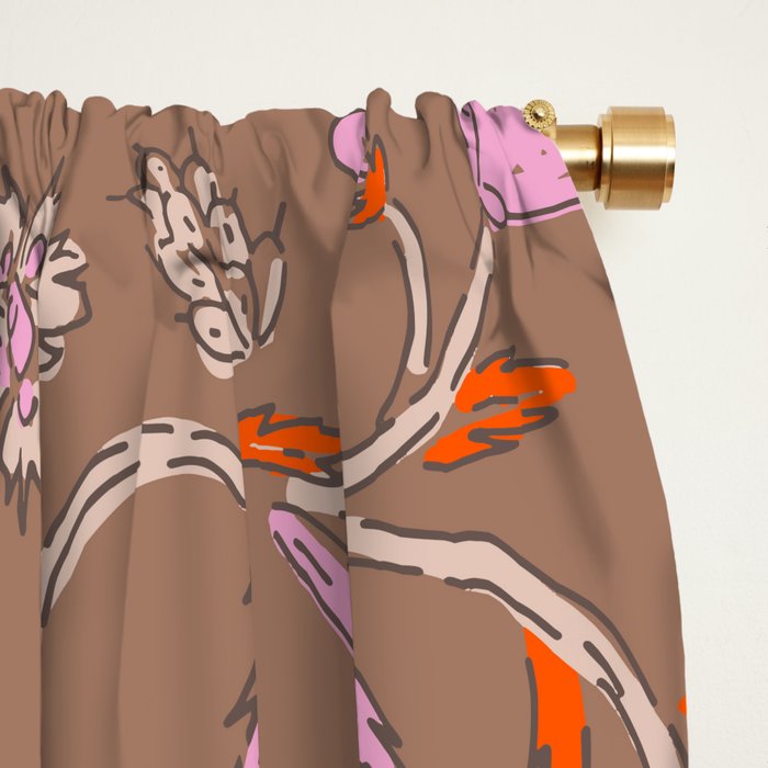 KALAMI MOCHA Inspired by PANTONE 17 1230 Mocha Mousse Window Curtain Gallery Image 2