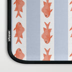 Coastal Fish Stripes Nostalgic Pattern in Light Blue, Orange Red, and White Laptop Sleeve Gallery Image 3
