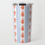 Coastal Fish Stripes Nostalgic Pattern in Light Blue, Orange Red, and White Travel Mug Gallery Image 1