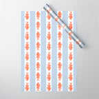 Coastal Fish Stripes Nostalgic Pattern in Light Blue, Orange Red, and White Wrapping Paper Gallery Image 1