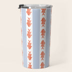 Coastal Fish Stripes Nostalgic Pattern in Light Blue, Orange Red, and White Travel Mug Gallery Image 3