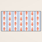 Coastal Fish Stripes Nostalgic Pattern in Light Blue, Orange Red, and White Desk Mat Gallery Image 3