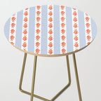Coastal Fish Stripes Nostalgic Pattern in Light Blue, Orange Red, and White Side Table Gallery Image 2