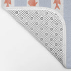 Coastal Fish Stripes Nostalgic Pattern in Light Blue, Orange Red, and White Bath Mat Gallery Image 2