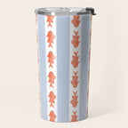 Coastal Fish Stripes Nostalgic Pattern in Light Blue, Orange Red, and White Travel Mug Gallery Image 2