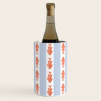 Coastal Fish Stripes Nostalgic Pattern in Light Blue, Orange Red, and White Wine Chiller Gallery Image 2
