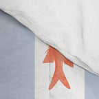 Coastal Fish Stripes Nostalgic Pattern in Light Blue, Orange Red, and White Comforter Gallery Image 4