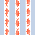 Coastal Fish Stripes Nostalgic Pattern in Light Blue, Orange Red, and White Coffee Mug Gallery Image 2