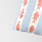 Coastal Fish Stripes Nostalgic Pattern in Light Blue, Orange Red, and White Pillow Sham Gallery Image 4