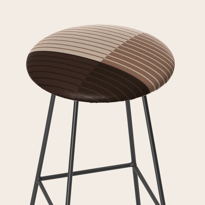 Color Block Line Abstract LXXXI Mocha Coffee Stool Gallery Image 2