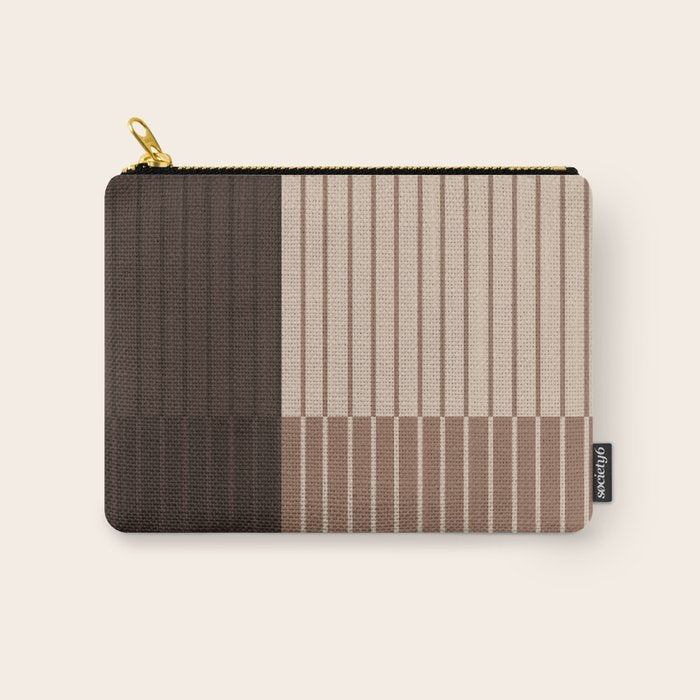 Color Block Line Abstract LXXXI Mocha Coffee Carry All Pouch Gallery Image 1