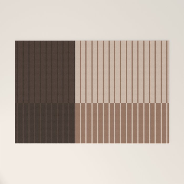 Color Block Line Abstract LXXXI Mocha Coffee Welcome Mat Gallery Image 1