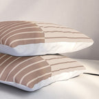 Color Block Line Abstract LXXXI Mocha Coffee Pillow Sham Gallery Image 3