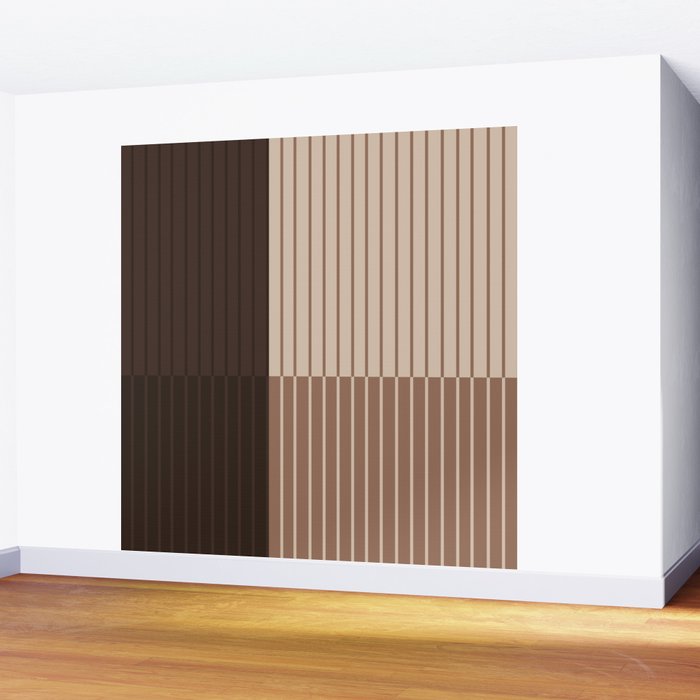 Color Block Line Abstract LXXXI Mocha Coffee Wall Mural Gallery Image 2