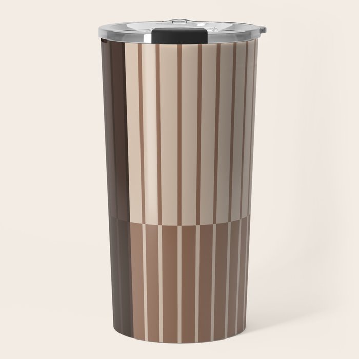 Color Block Line Abstract LXXXI Mocha Coffee Travel Mug Gallery Image 1