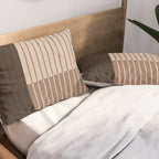 Color Block Line Abstract LXXXI Mocha Coffee Pillow Sham Gallery Image 2