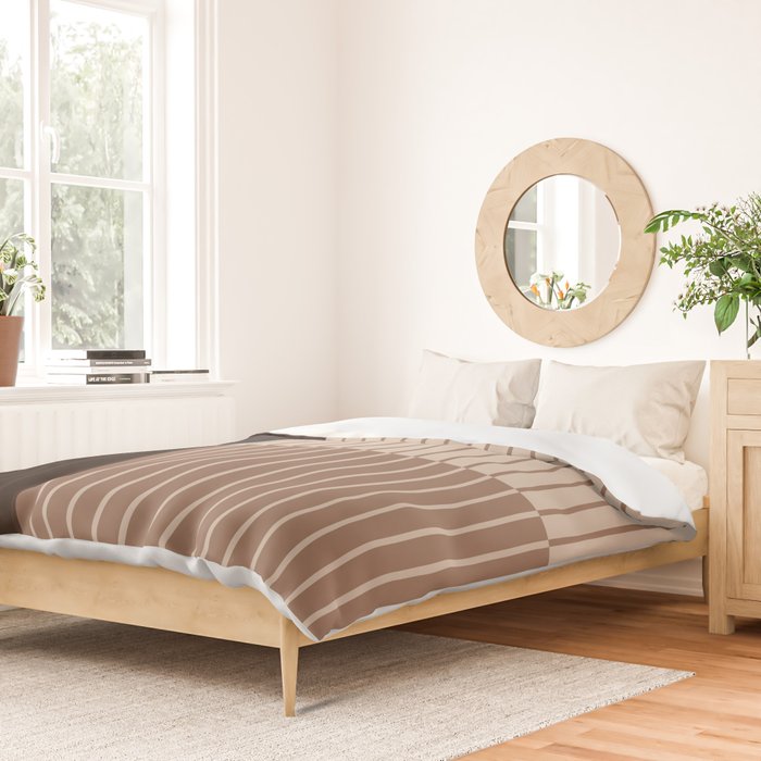 Color Block Line Abstract LXXXI Mocha Coffee Duvet Cover Gallery Image 2
