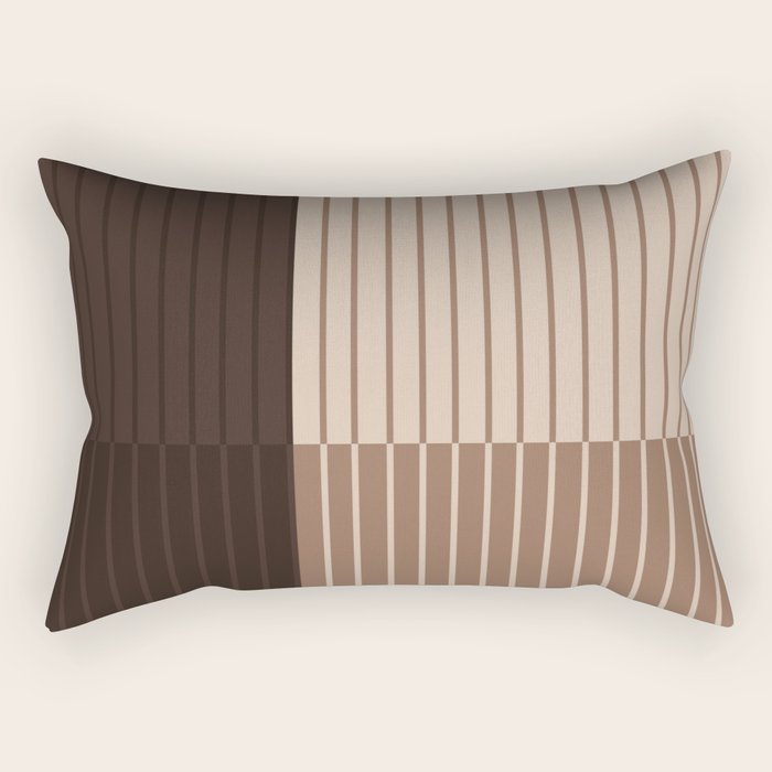 Color Block Line Abstract LXXXI Mocha Coffee Rectangular Pillow Gallery Image 2