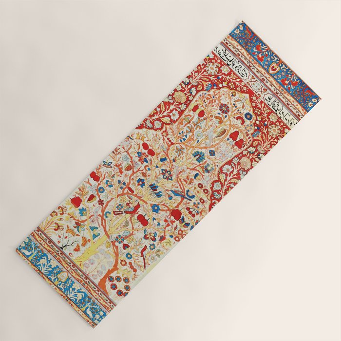 Antique Persian Garden Rug With Birds Print Yoga Mat Gallery Image 1