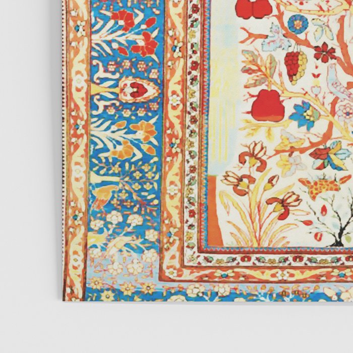 Antique Persian Garden Rug With Birds Print Poster Gallery Image 3