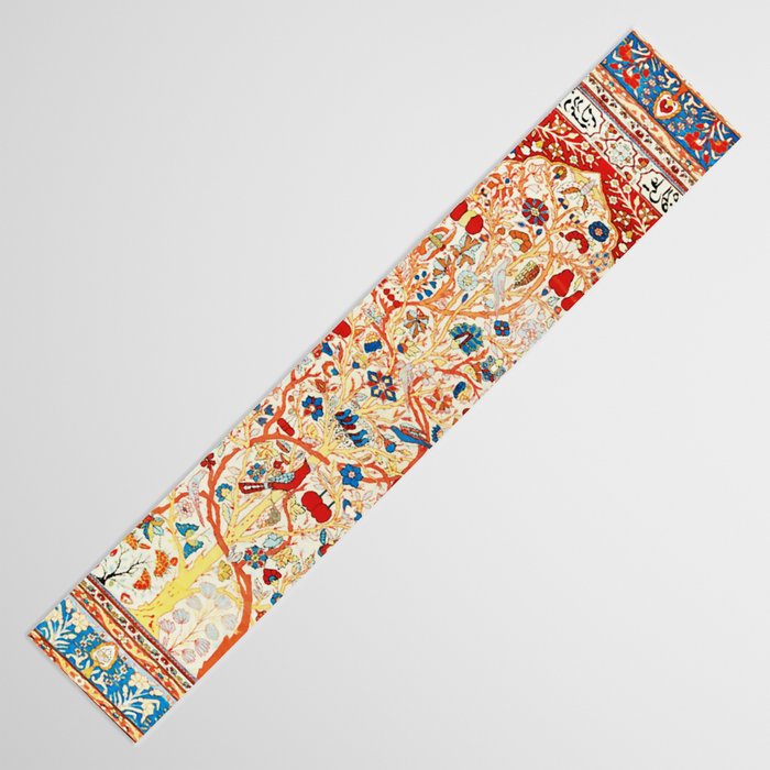 Antique Persian Garden Rug With Birds Print Table Runner Gallery Image 3