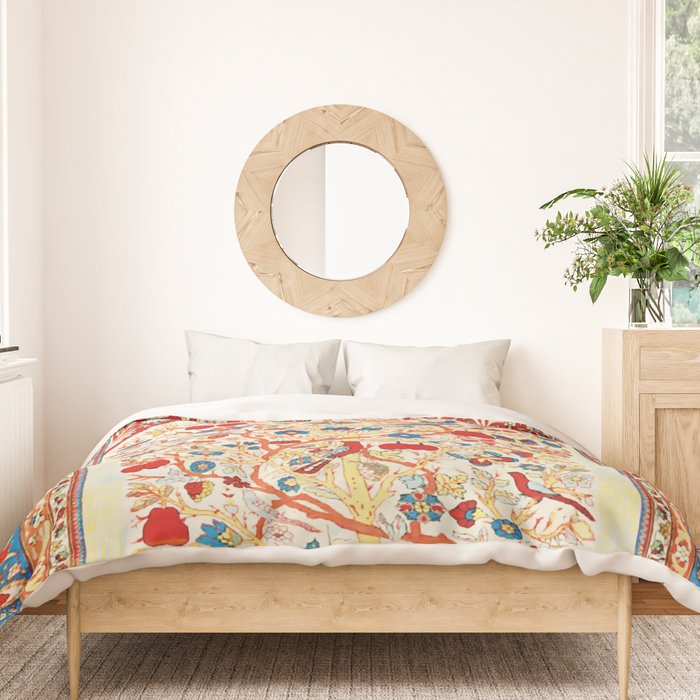 Antique Persian Garden Rug With Birds Print Duvet Cover Gallery Image 3