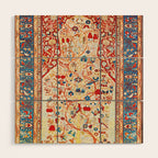 Antique Persian Garden Rug With Birds Print Wood Wall Art Gallery Image 1