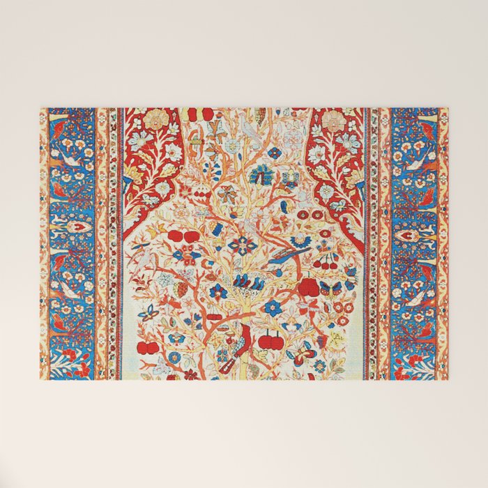 Antique Persian Garden Rug With Birds Print Welcome Mat Gallery Image 1