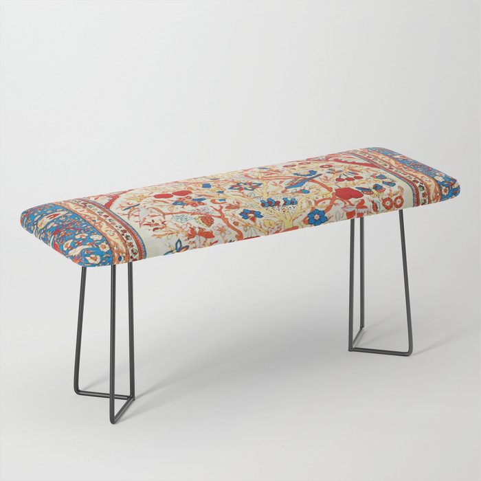 Antique Persian Garden Rug With Birds Print Bench Gallery Image 1
